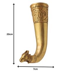 Brass Gomukhi Shringi Kamandalu for Shivling Abhishek, Gaumukh Cow Face Jaladhara Patra | Pital Abhisheka Kamandal Water Pot for Puja, Gold, 8 Inch