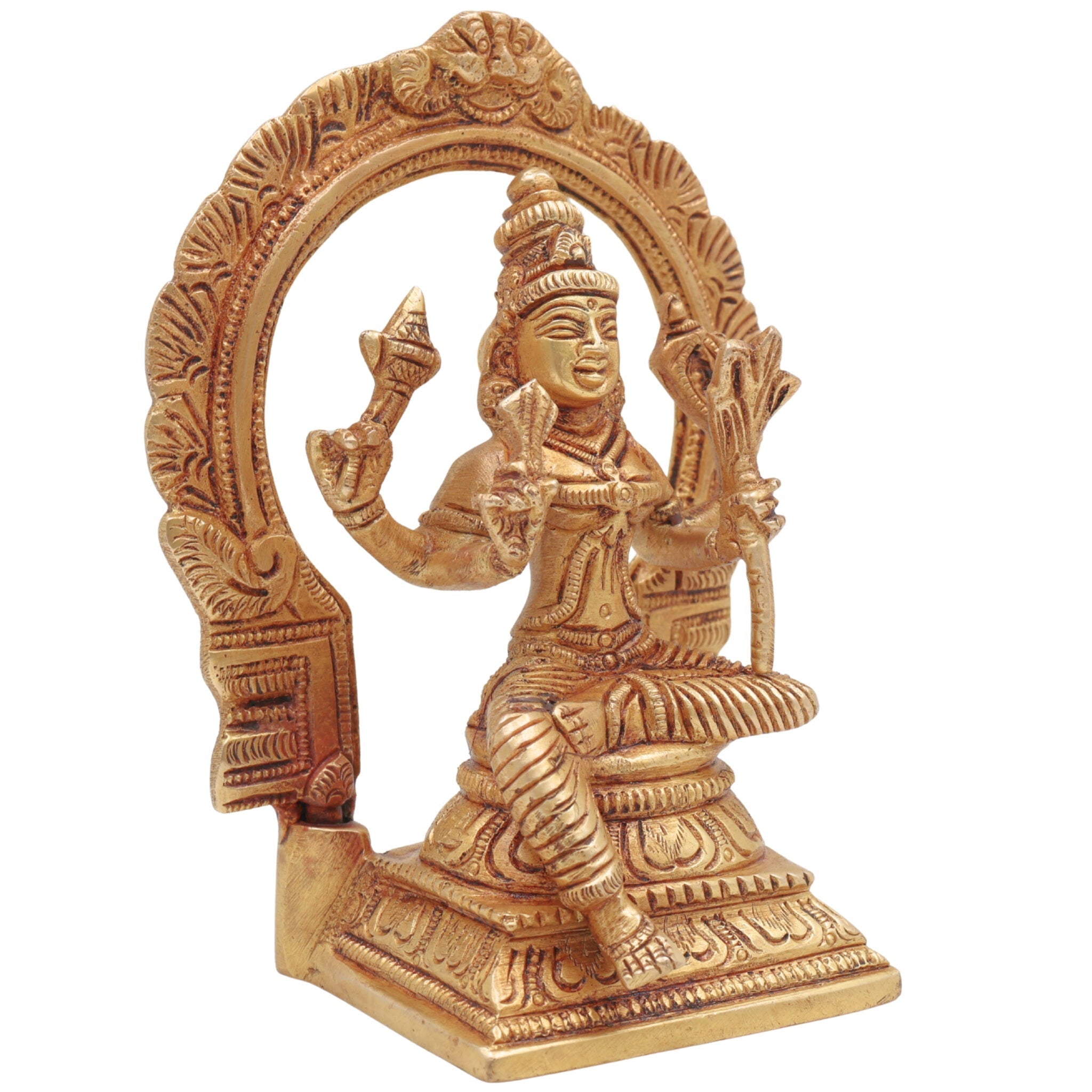 Brass Rajarajeshvari Idol – Tripura Sundari Lalita Devi Kamakshi Shodashi Moorthi for Pooja, Temple & Home Decor, Gold, 6 Inch, 1 Piece