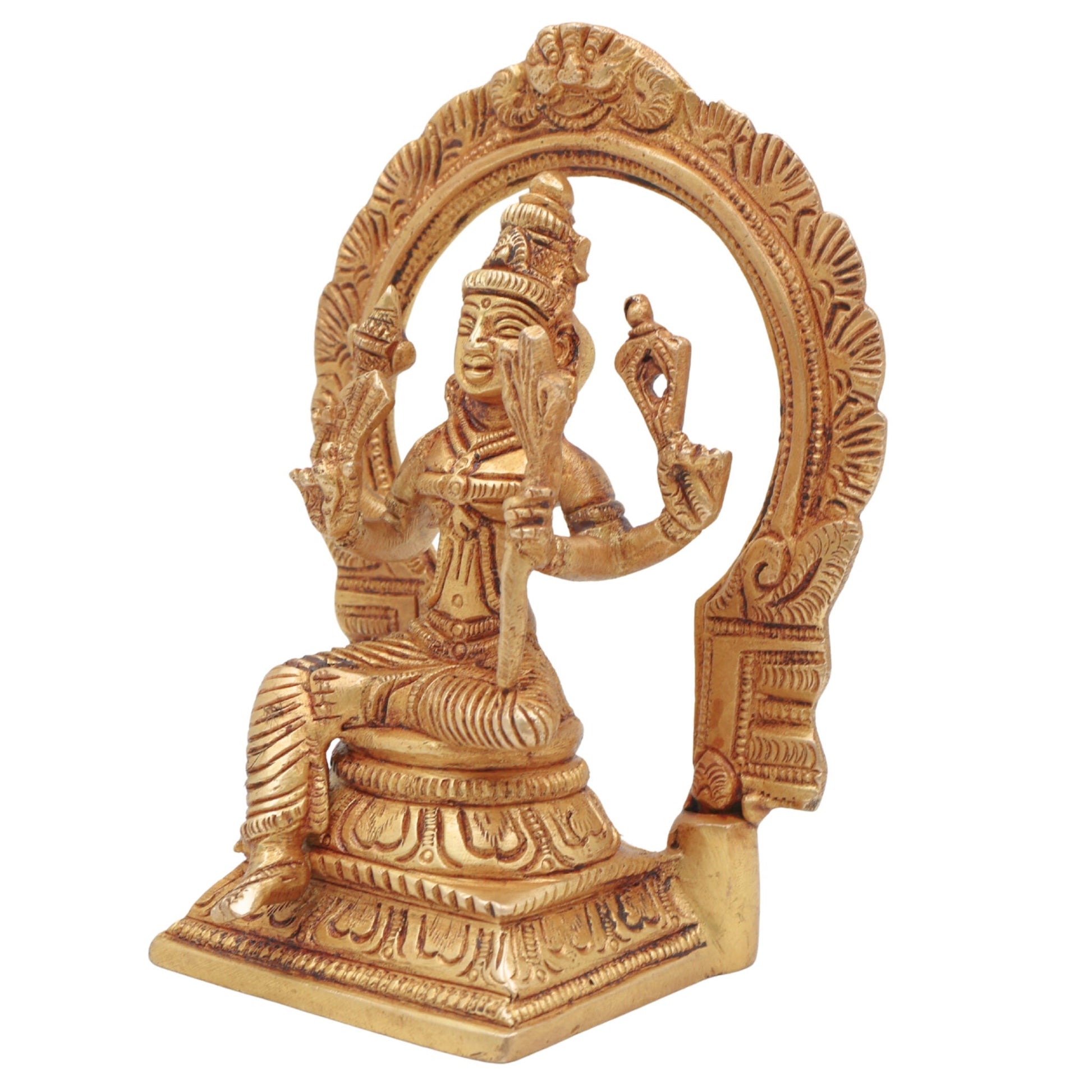 Brass Rajarajeshvari Idol – Tripura Sundari Lalita Devi Kamakshi Shodashi Moorthi for Pooja, Temple & Home Decor, Gold, 6 Inch, 1 Piece