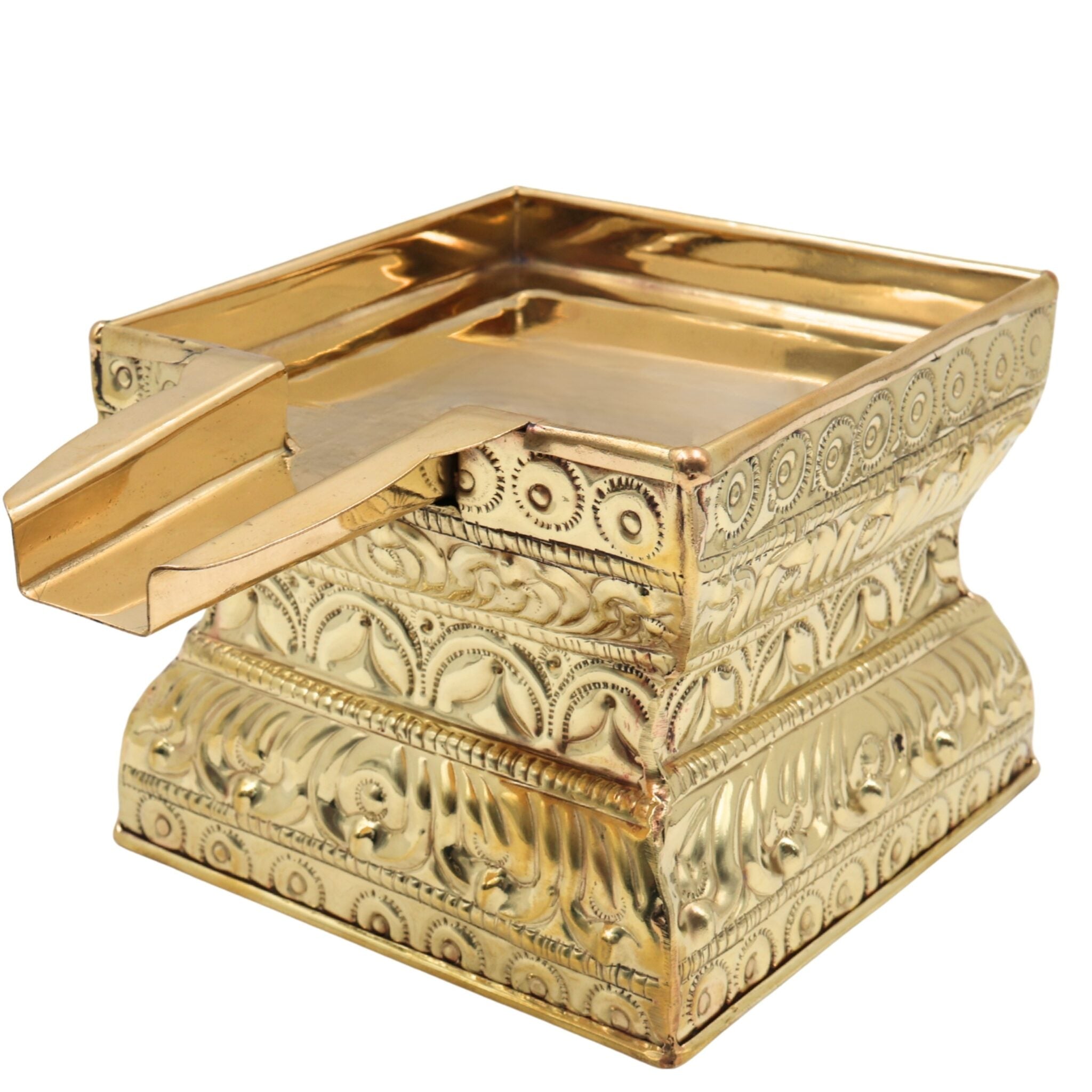 Brass Abhishek Patra, Abhisheka Plate, Abhishekam Tray, Somasutra Plate, Puja Abhisheka Peetam Ritual For Home & Temple, Gold, 8 Inch, 1 Piece