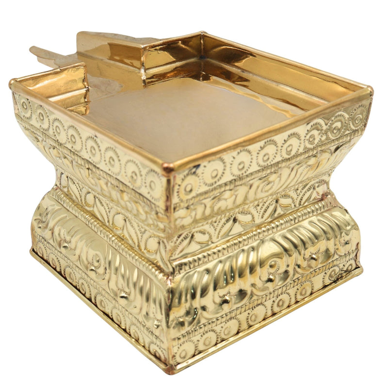 Brass Abhishek Patra, Abhisheka Plate, Abhishekam Tray, Somasutra Plate, Puja Abhisheka Peetam Ritual For Home & Temple, Gold, 8 Inch, 1 Piece