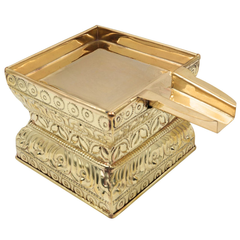 Brass Abhishek Patra, Abhisheka Plate, Abhishekam Tray, Somasutra Plate, Puja Abhisheka Peetam Ritual For Home & Temple, Gold, 8 Inch, 1 Piece