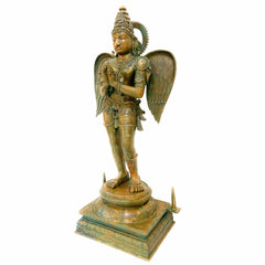 Handcrafted Panchaloha Bronze Garuda Dev Idol, Vishnu Vahana Suparna, Khageshwara Garuda Swamy Sculpture for Temple & Home Mandir,Gold, 52 Inch, 1 Piece