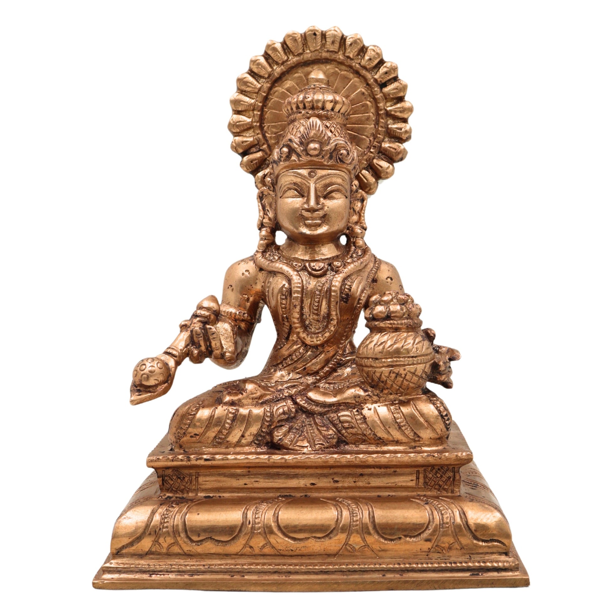 Bronze Panchaloha Handmade Annapurna Devi Idols, Annaporna Ji Ki Murti, Gold, 7 Inch, 1 Piece
