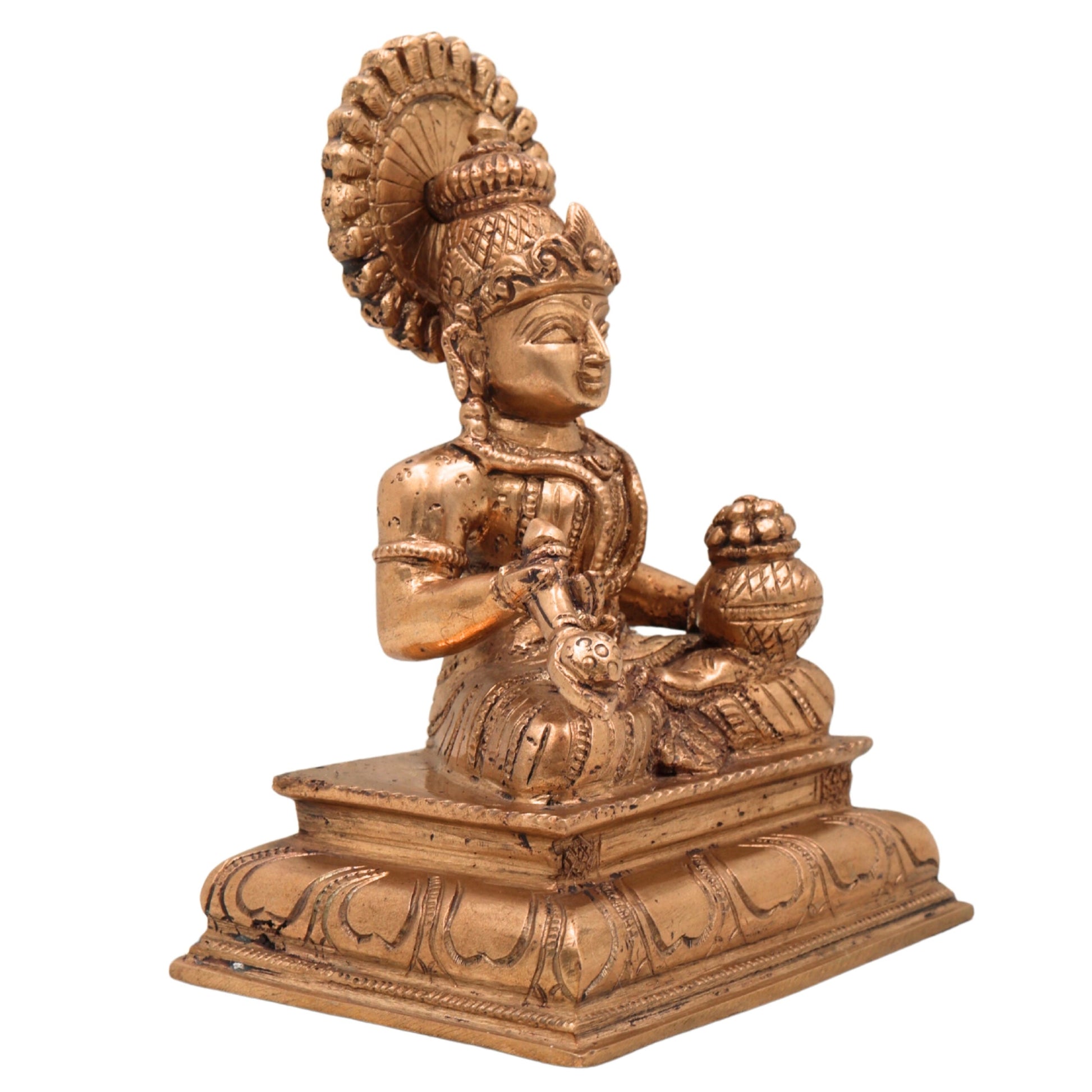 Bronze Panchaloha Handmade Annapurna Devi Idols, Annaporna Ji Ki Murti, Gold, 7 Inch, 1 Piece