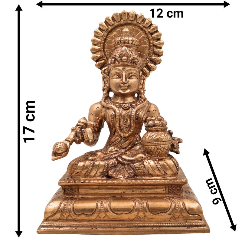 Bronze Panchaloha Handmade Annapurna Devi Idols, Annaporna Ji Ki Murti, Gold, 7 Inch, 1 Piece