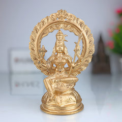 Handmade Bronze Raja Rajeshwari Idol | Panchaloha Tripurasundari Murti | Lalitha Devi & Shodashi Devi Sculpture | South Indian Chola Art,Gold, 8 Inch, 1 Piece