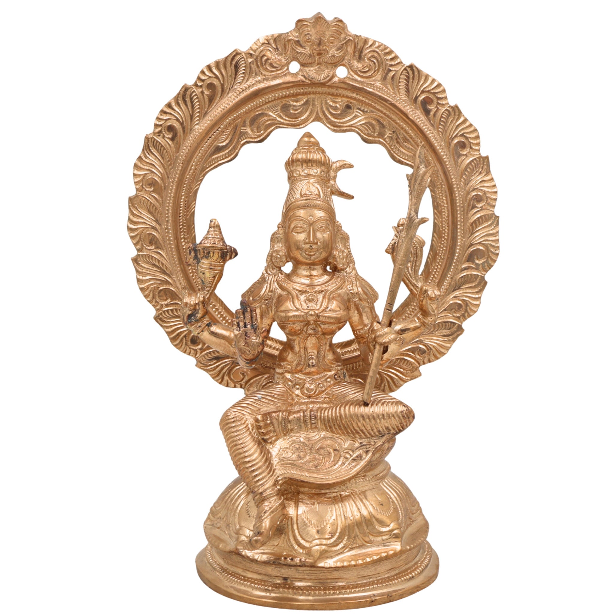 Handmade Bronze Raja Rajeshwari Idol | Panchaloha Tripurasundari Murti | Lalitha Devi & Shodashi Devi Sculpture | South Indian Chola Art,Gold, 8 Inch, 1 Piece