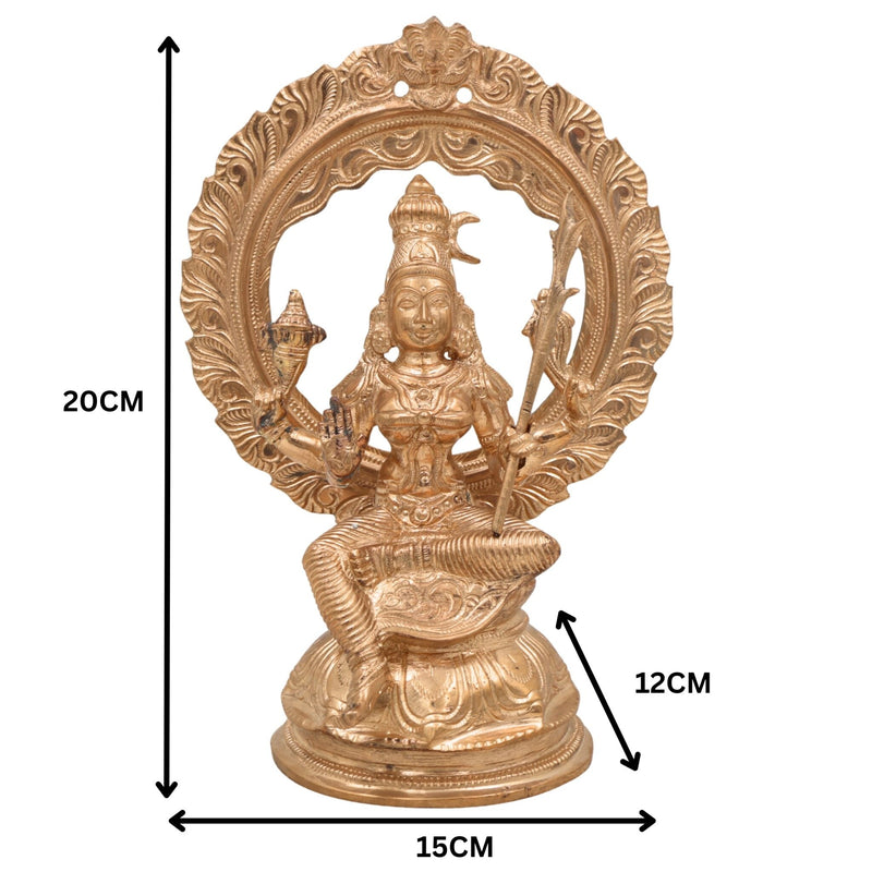 Handmade Bronze Raja Rajeshwari Idol | Panchaloha Tripurasundari Murti | Lalitha Devi & Shodashi Devi Sculpture | South Indian Chola Art,Gold, 8 Inch, 1 Piece