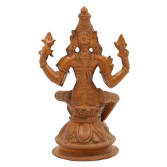 Handmade Bronze Mahalakshmi Idol | Panchaloha Sri Lakshmi Murti for Puja, Padma Lakshmi | Gaja Lakshmi | Dhana Lakshmi | Traditional South Indian Sculpture,Brown, 6 Inch, 1 Piece