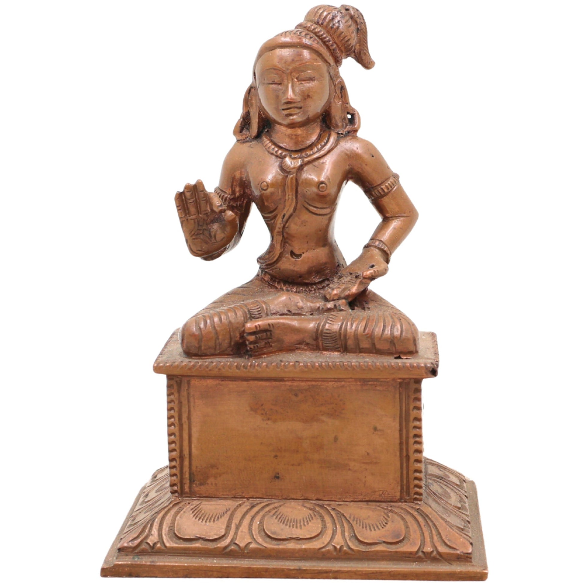 Handmade Panchaloha Swami Ayyappa Idol – Manikanta Dharma Shastha Bronze Murti for Temple, Pooja & Sabarimala Worship (10cm),Brown, 4 Inch, 1 Piece