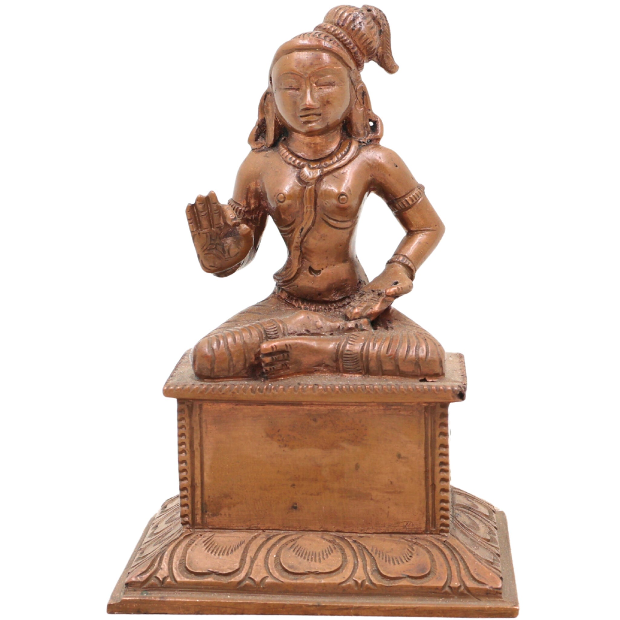 Handmade Panchaloha Swami Ayyappa Idol – Manikanta Dharma Shastha Bronze Murti for Temple, Pooja & Sabarimala Worship (10cm),Brown, 4 Inch, 1 Piece