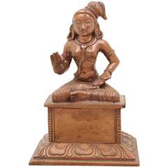 Handmade Panchaloha Swami Ayyappa Idol – Manikanta Dharma Shastha Bronze Murti for Temple, Pooja & Sabarimala Worship (10cm),Brown, 4 Inch, 1 Piece