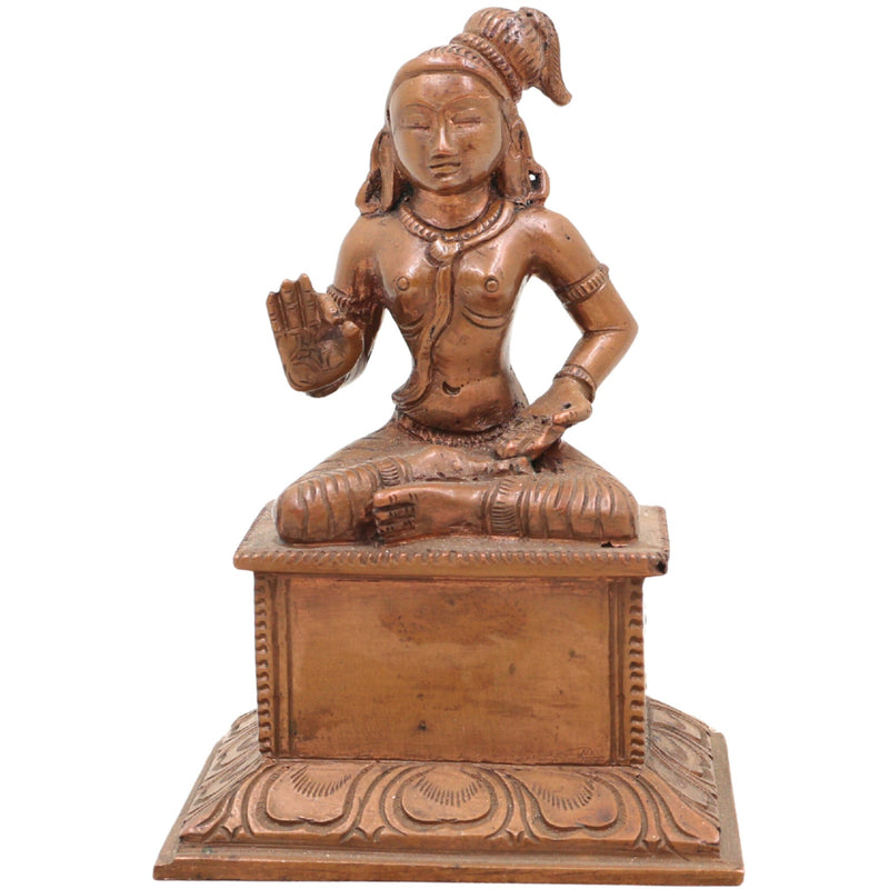 Handmade Panchaloha Swami Ayyappa Idol – Manikanta Dharma Shastha Bronze Murti for Temple, Pooja & Sabarimala Worship (10cm),Brown, 4 Inch, 1 Piece