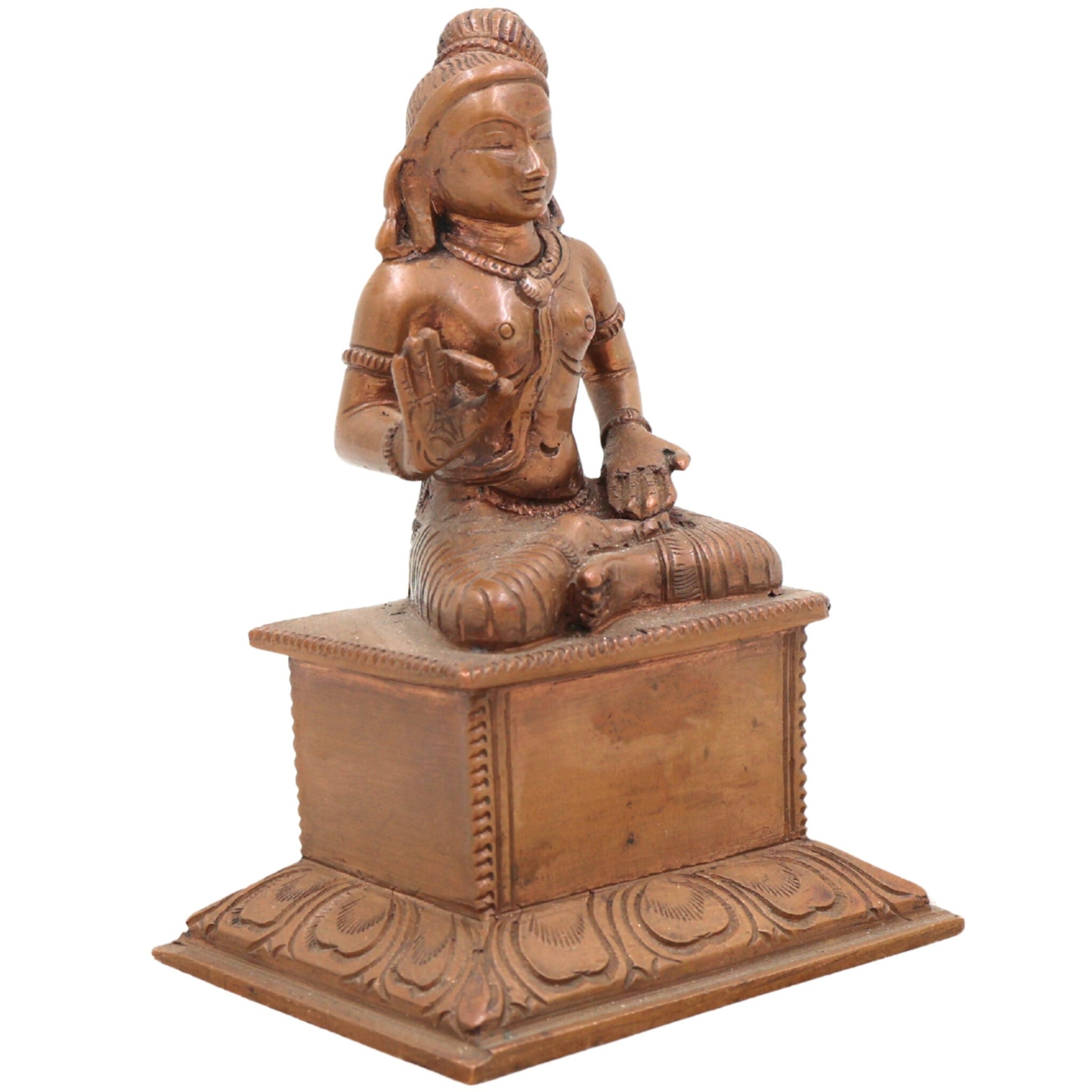 Handmade Panchaloha Swami Ayyappa Idol – Manikanta Dharma Shastha Bronze Murti for Temple, Pooja & Sabarimala Worship (10cm),Brown, 4 Inch, 1 Piece