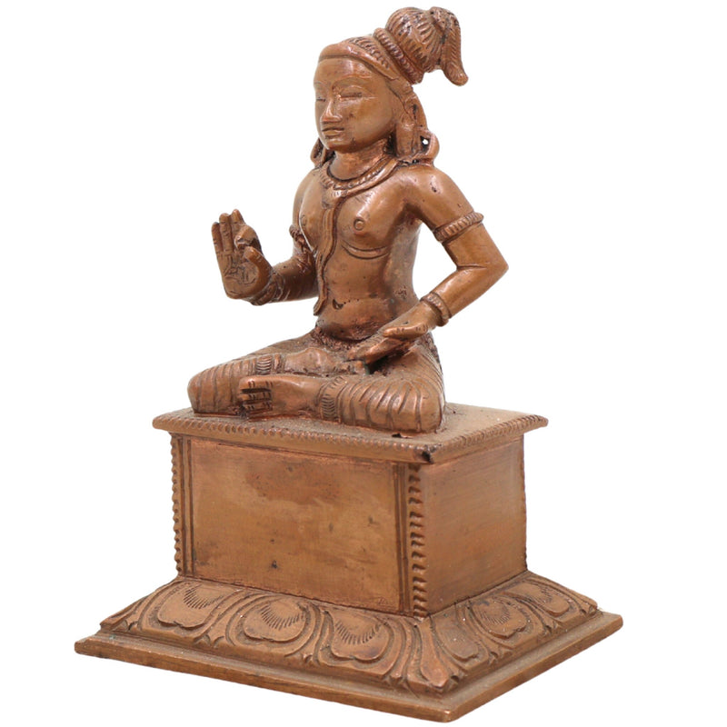 Handmade Panchaloha Swami Ayyappa Idol – Manikanta Dharma Shastha Bronze Murti for Temple, Pooja & Sabarimala Worship (10cm),Brown, 4 Inch, 1 Piece