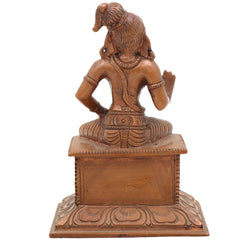 Handmade Panchaloha Swami Ayyappa Idol – Manikanta Dharma Shastha Bronze Murti for Temple, Pooja & Sabarimala Worship (10cm),Brown, 4 Inch, 1 Piece