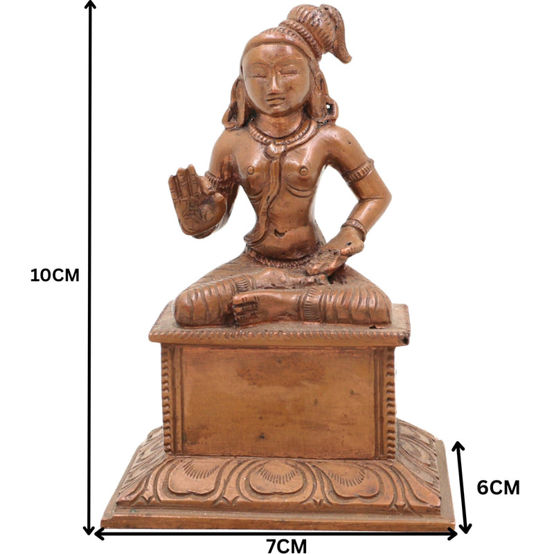 Handmade Panchaloha Swami Ayyappa Idol – Manikanta Dharma Shastha Bronze Murti for Temple, Pooja & Sabarimala Worship (10cm),Brown, 4 Inch, 1 Piece