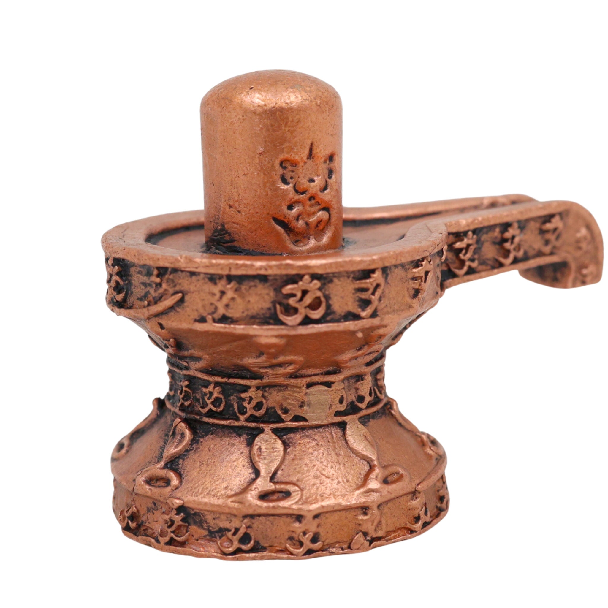 Copper Shivalingam Tamra Shiva Lingam Idol, Tamraloha Mahalingam Jyotirlinga Shivling Murti for Puja Temple Home Decor,Brown, 1.5 Inch, 1 Piece
