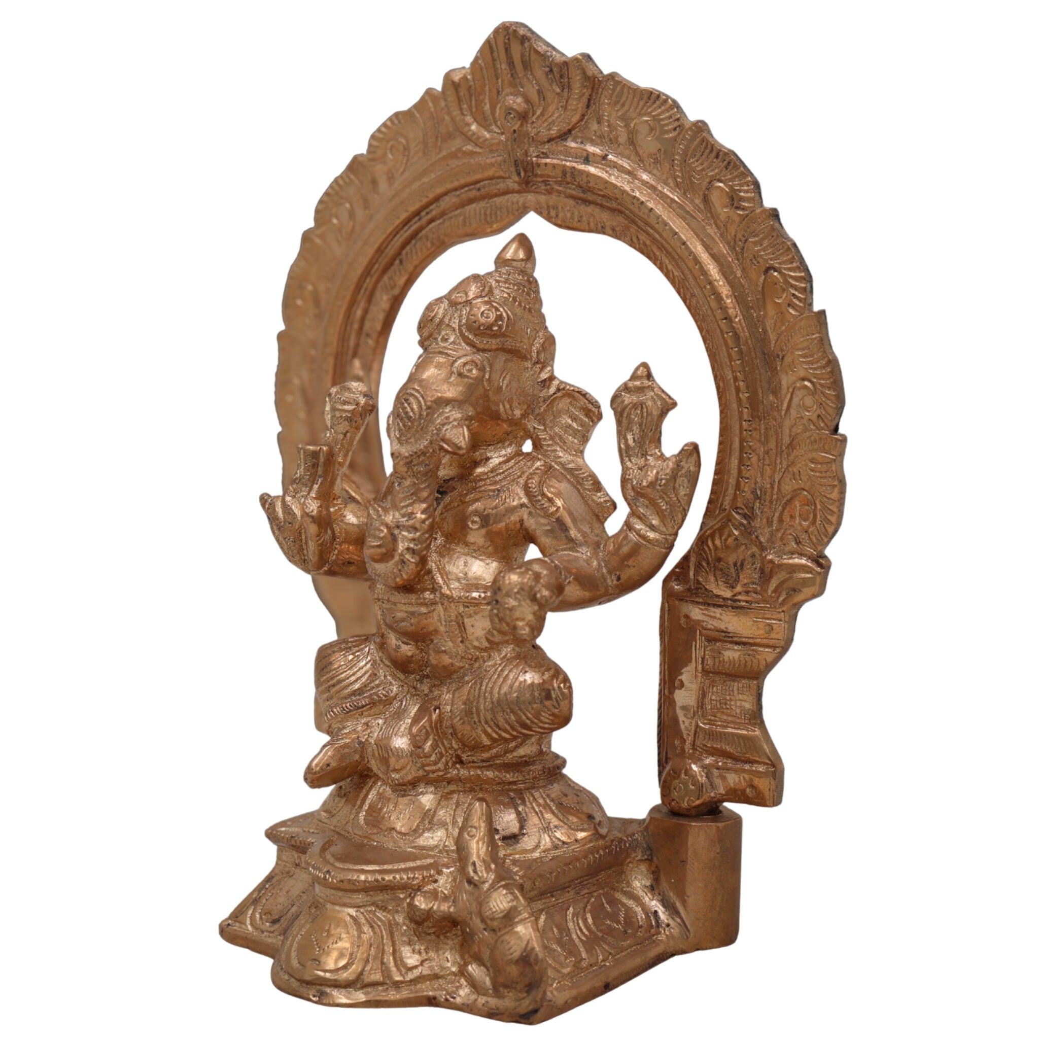 Handcrafted Panchaloha Ganesha Idol in Bronze, Vinayaka, Ganpati, Siddhivinayak, Vighneshvara, Pillaiyar Murti for Home, Temple & Gifts,Gold, 6 Inch, 1 Piece