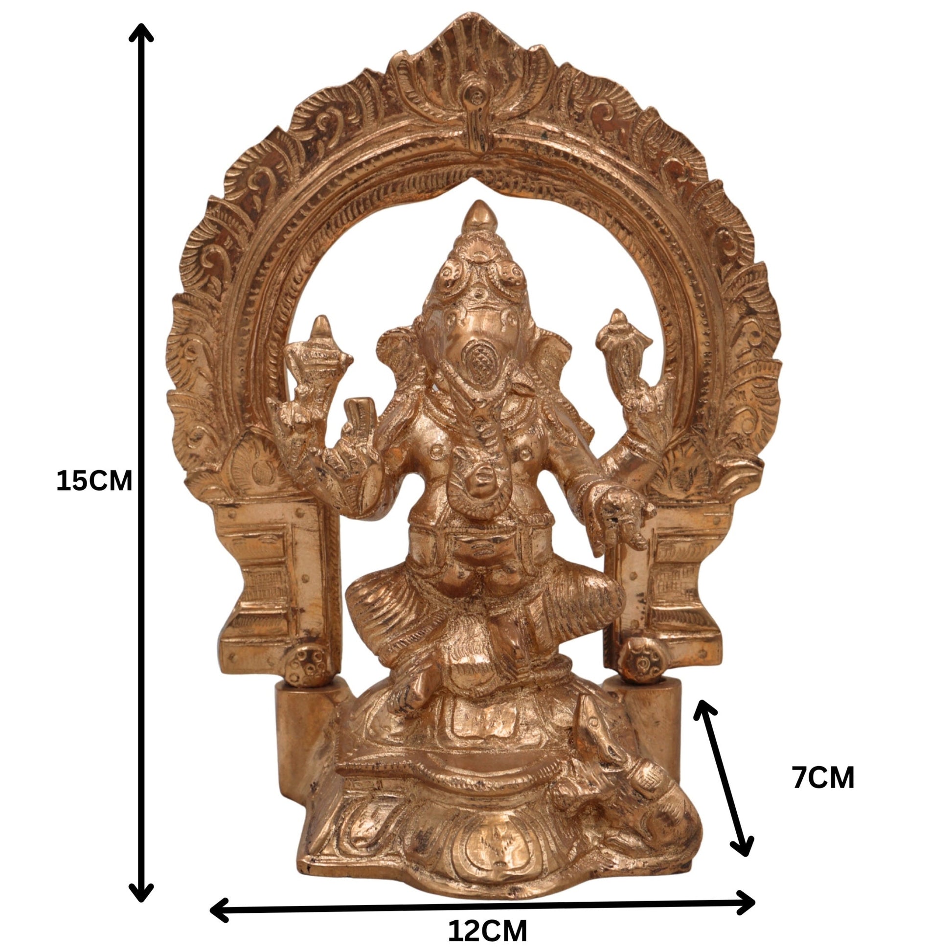 Handcrafted Panchaloha Ganesha Idol in Bronze, Vinayaka, Ganpati, Siddhivinayak, Vighneshvara, Pillaiyar Murti for Home, Temple & Gifts,Gold, 6 Inch, 1 Piece