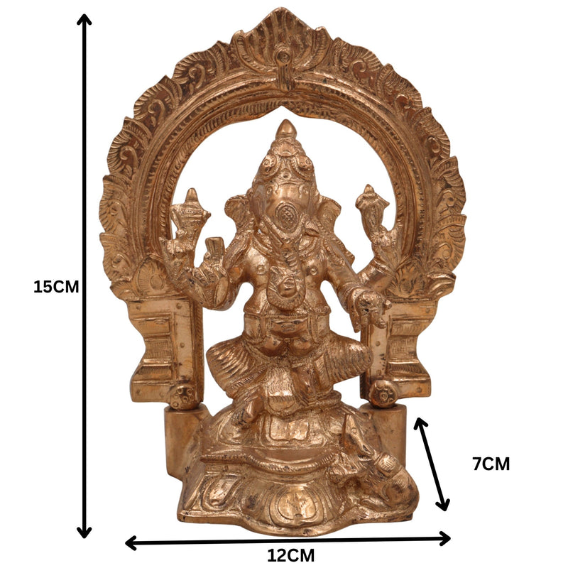 Handcrafted Panchaloha Ganesha Idol in Bronze, Vinayaka, Ganpati, Siddhivinayak, Vighneshvara, Pillaiyar Murti for Home, Temple & Gifts,Gold, 6 Inch, 1 Piece
