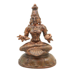 Handcrafted Bronze Annapurna Devi Idol | Panchaloha Annapurneshwari Annada Annapoorna Mata Statue for Puja, Home Temple & Decor,Gold, 6.5 Inch, 1 Piece