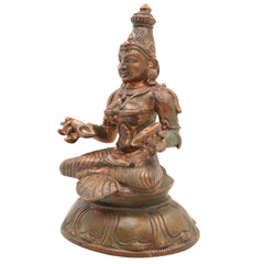 Handcrafted Bronze Annapurna Devi Idol | Panchaloha Annapurneshwari Annada Annapoorna Mata Statue for Puja, Home Temple & Decor,Gold, 6.5 Inch, 1 Piece