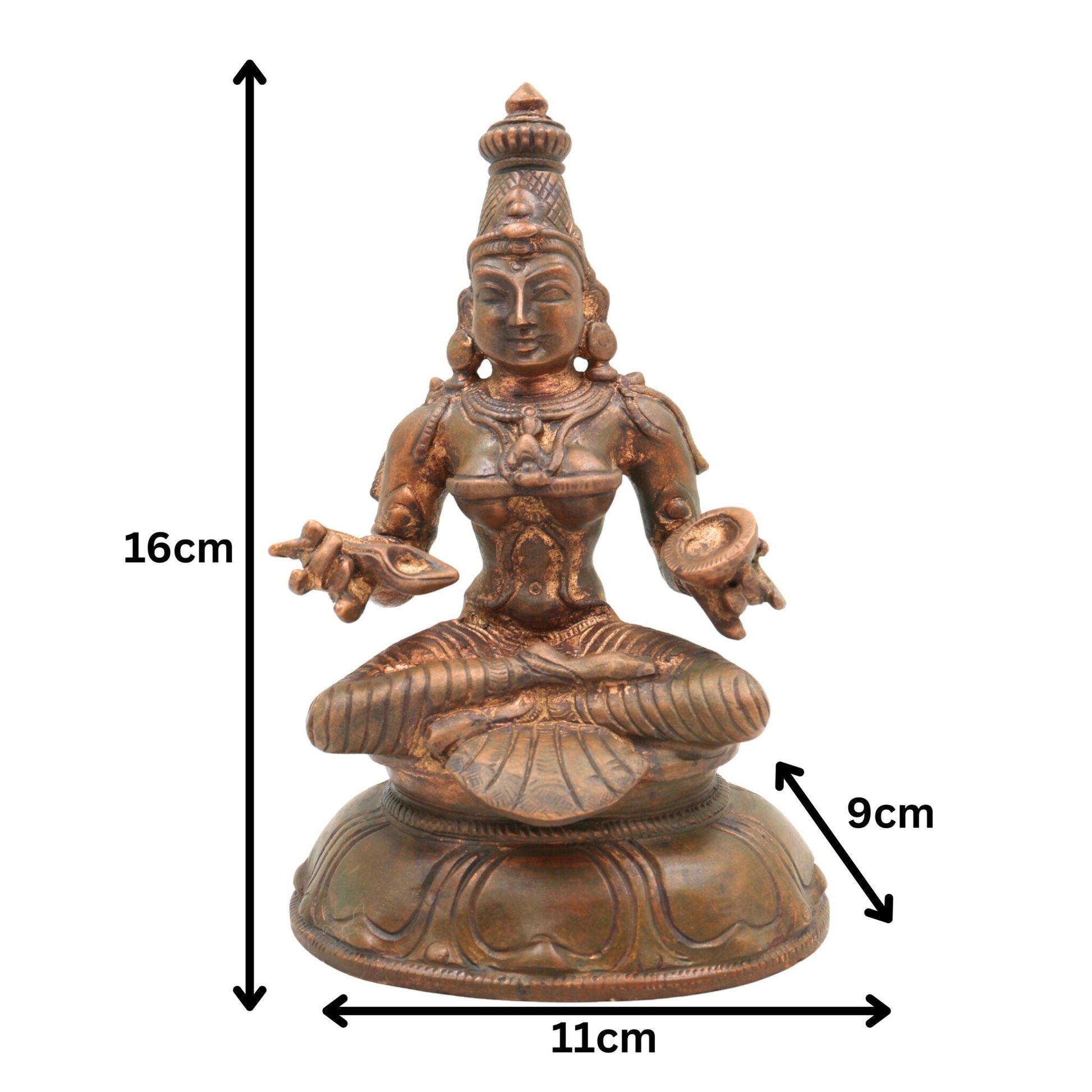 Handcrafted Bronze Annapurna Devi Idol | Panchaloha Annapurneshwari Annada Annapoorna Mata Statue for Puja, Home Temple & Decor,Gold, 6.5 Inch, 1 Piece