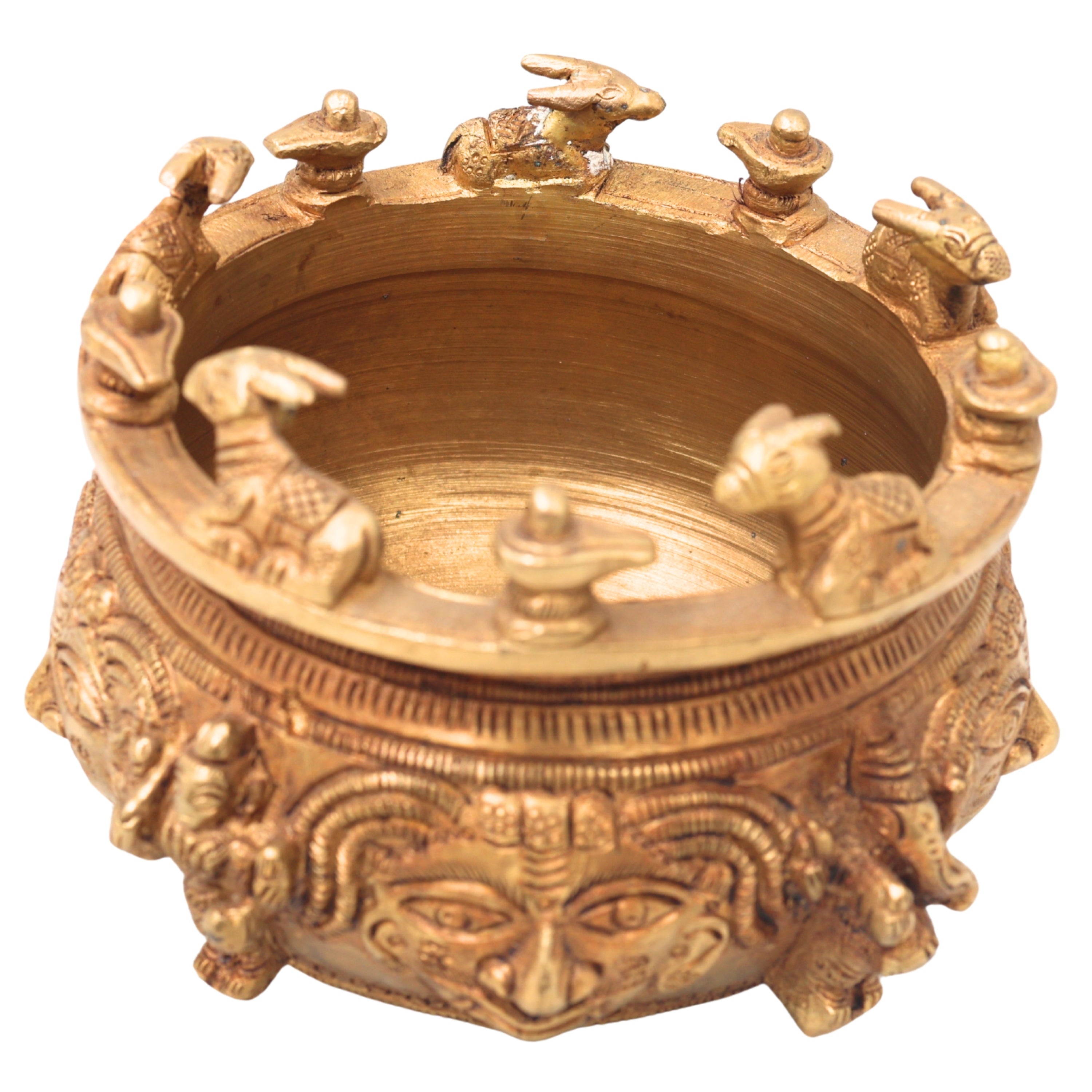Brass Shivlingam with Nandi Pooja Bowl, Handmade Shiva Linga Idol (Shiva Ling, Shivling, Mahalingam, Jyotirlingam, Atmalinga) for Home Temple Puja & Spiritual Decor,Gold, 4 Inch, 1 Piece