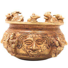 Brass Shivlingam with Nandi Pooja Bowl, Handmade Shiva Linga Idol (Shiva Ling, Shivling, Mahalingam, Jyotirlingam, Atmalinga) for Home Temple Puja & Spiritual Decor,Gold, 4 Inch, 1 Piece