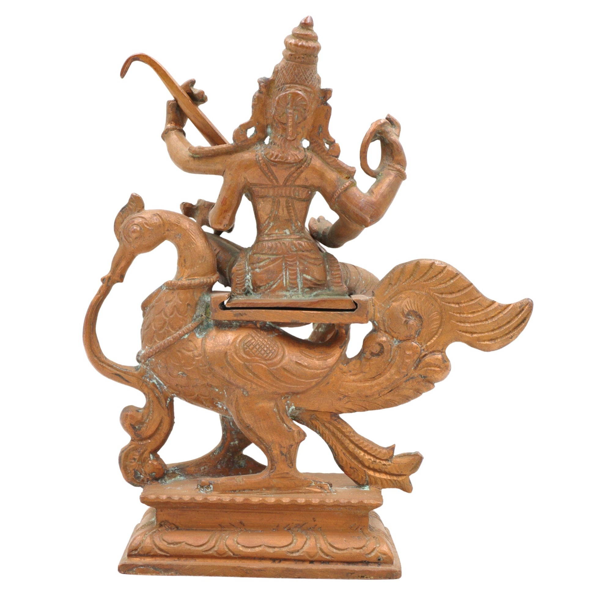 Handcrafted Bronze Saraswati Idol, Panchaloha Veena Goddess Murti, Sharada, Vani, Vagdevi Statue for Home, Temple & Pooja Decor,Brown, 7 Inch, 1 Piece
