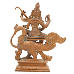 Handcrafted Bronze Saraswati Idol, Panchaloha Veena Goddess Murti, Sharada, Vani, Vagdevi Statue for Home, Temple & Pooja Decor,Brown, 7 Inch, 1 Piece