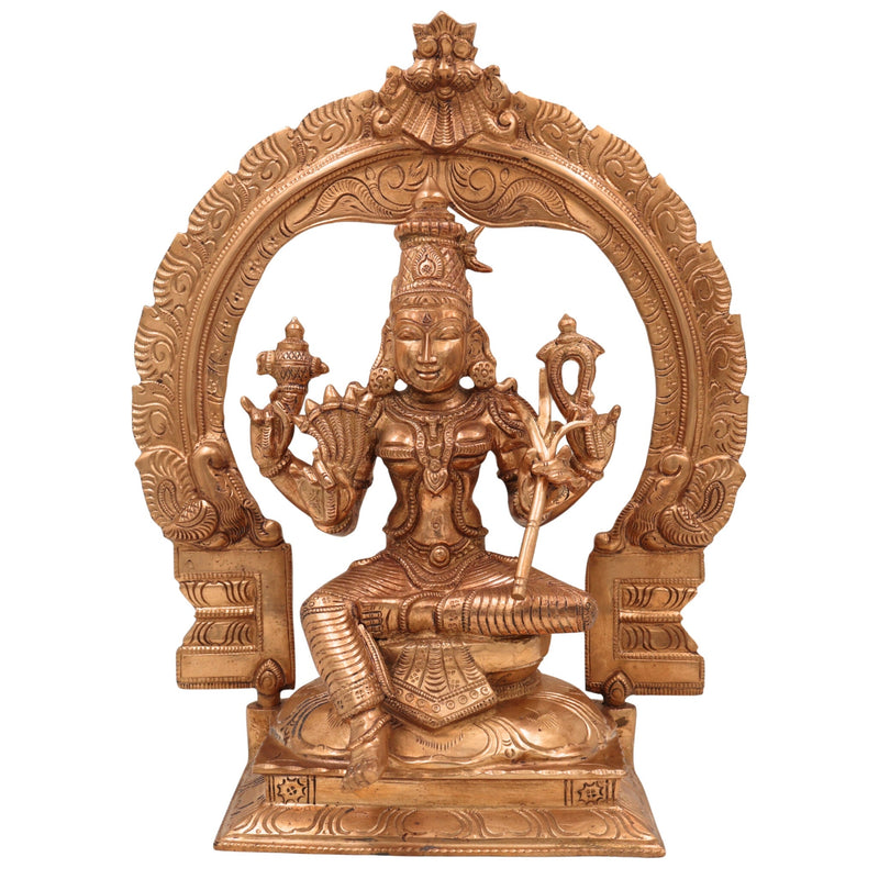 Handmade Bronze Raja Rajeshwari Idol | Panchaloha Rajarajeshwari Devi Murti | Sri Lalita Tripurasundari Chola Art Goddess Statue,Brown, 12 Inch, 1 Piece