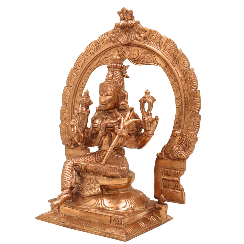 Handmade Bronze Raja Rajeshwari Idol | Panchaloha Rajarajeshwari Devi Murti | Sri Lalita Tripurasundari Chola Art Goddess Statue,Brown, 12 Inch, 1 Piece