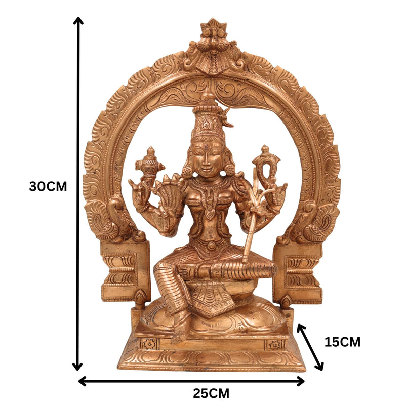 Handmade Bronze Raja Rajeshwari Idol | Panchaloha Rajarajeshwari Devi Murti | Sri Lalita Tripurasundari Chola Art Goddess Statue,Brown, 12 Inch, 1 Piece