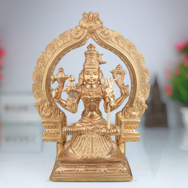 Premium Panchaloha Kamakshi Idol | Handcrafted Bronze Murti of Sri Kamakshi, Kamakshi Amman & Parameshwari | Chola Art Goddess Statue for Pooja & Temple Decor,Brown, 13 Inch, 1 Piece