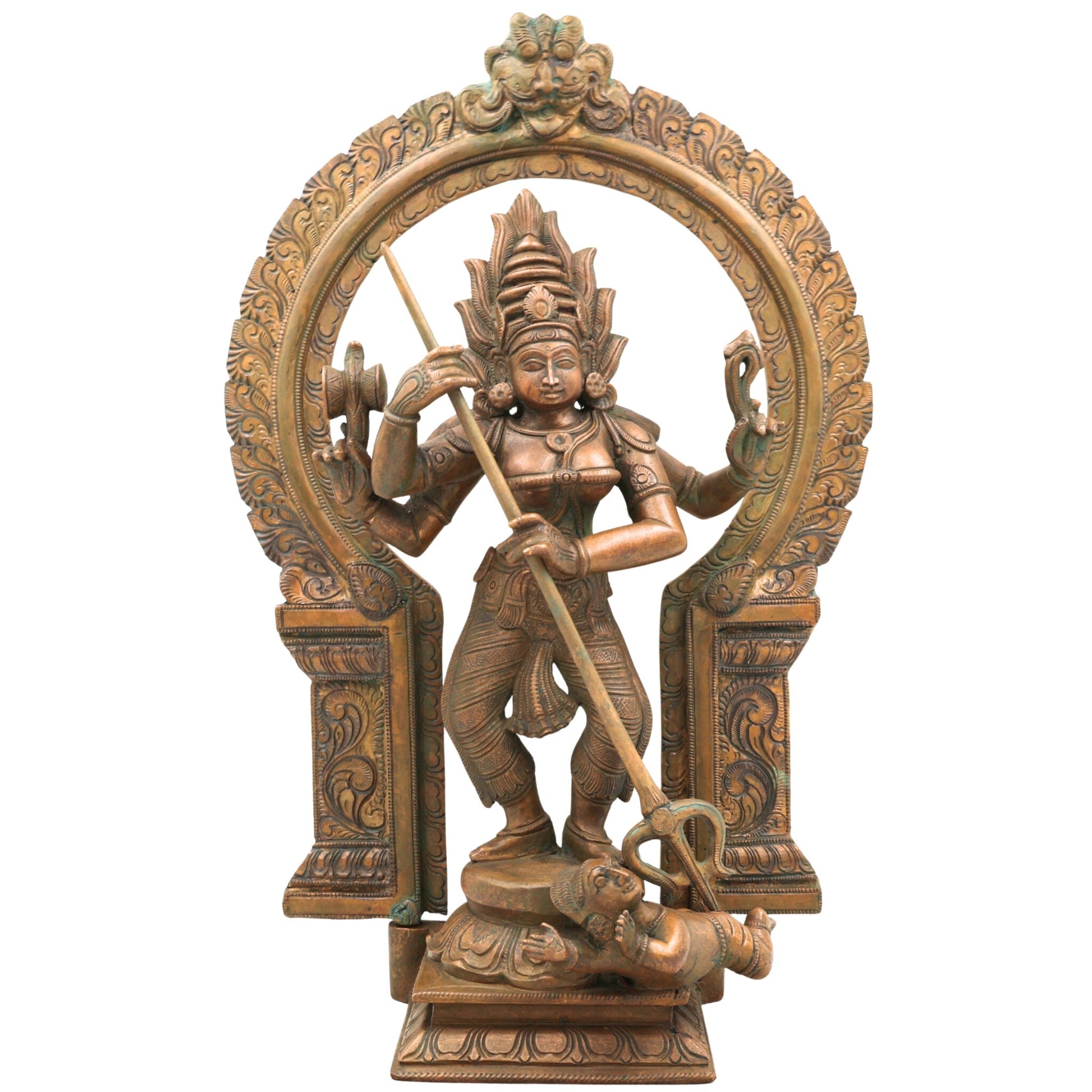Handcrafted Panchaloha Durga Parvati Idol in Bronze – Gauri Bhavani Uma Devi Statue for Temple & Home Decor,Brown, 17 Inch, 1 Piece