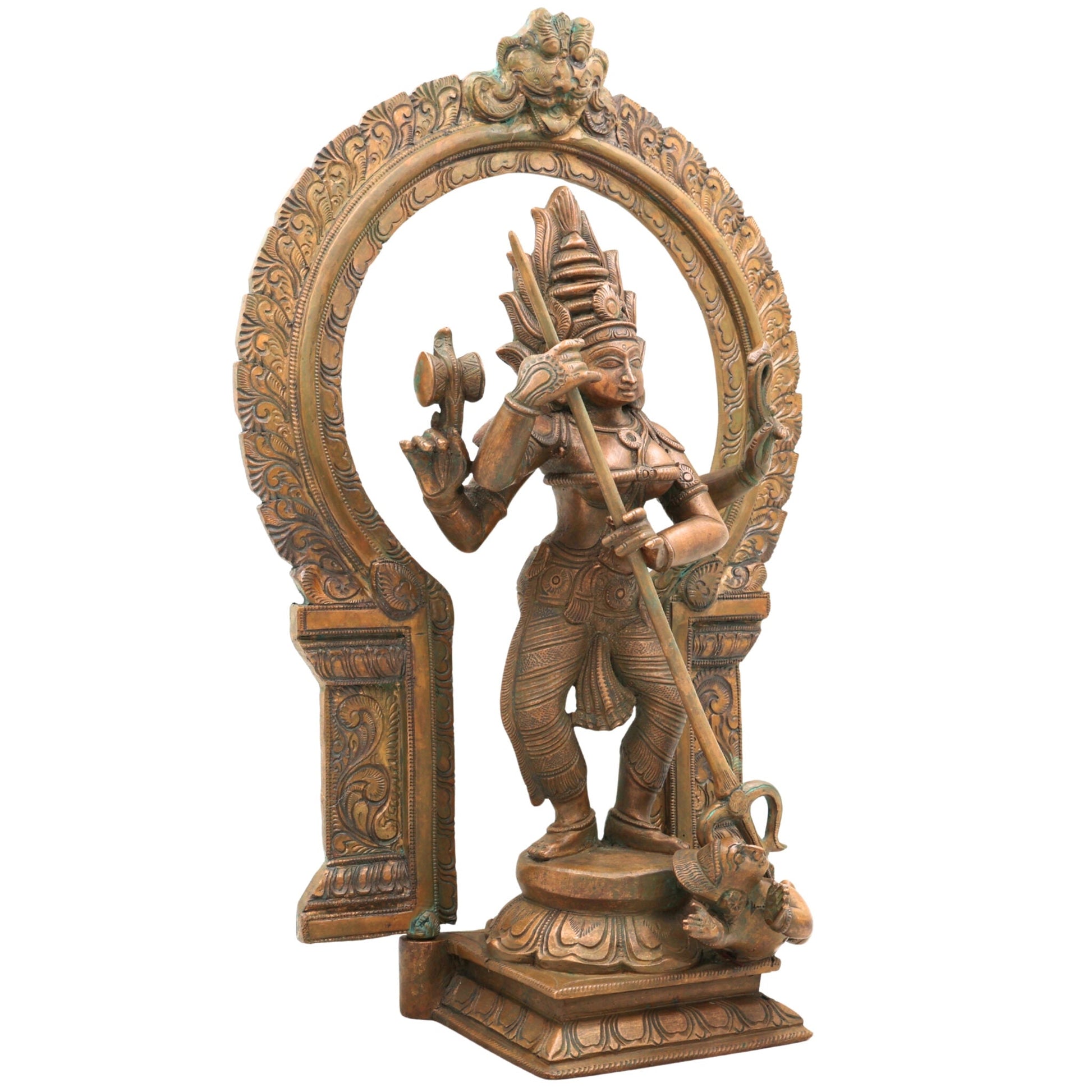 Handcrafted Panchaloha Durga Parvati Idol in Bronze – Gauri Bhavani Uma Devi Statue for Temple & Home Decor,Brown, 17 Inch, 1 Piece