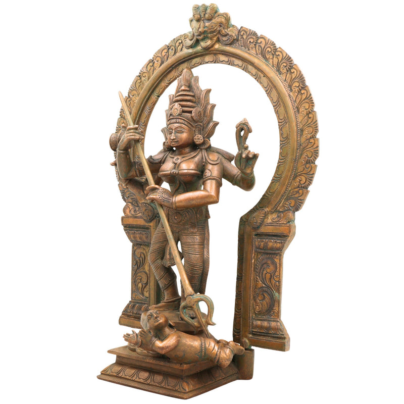 Handcrafted Panchaloha Durga Parvati Idol in Bronze – Gauri Bhavani Uma Devi Statue for Temple & Home Decor,Brown, 17 Inch, 1 Piece