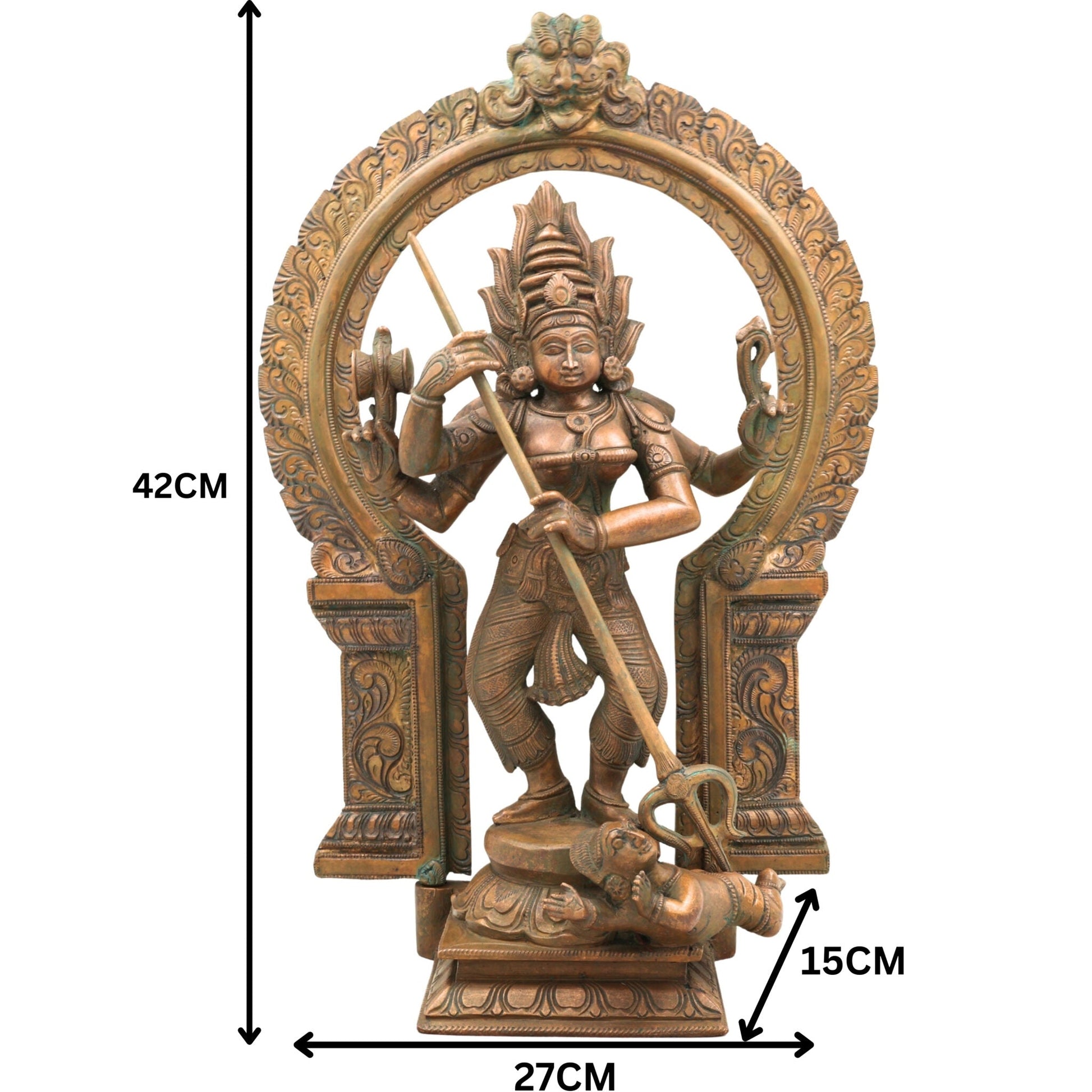 Handcrafted Panchaloha Durga Parvati Idol in Bronze – Gauri Bhavani Uma Devi Statue for Temple & Home Decor,Brown, 17 Inch, 1 Piece