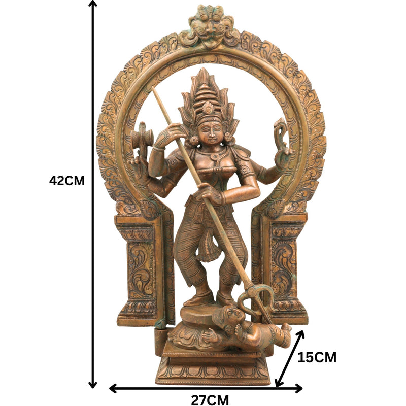 Handcrafted Panchaloha Durga Parvati Idol in Bronze – Gauri Bhavani Uma Devi Statue for Temple & Home Decor,Brown, 17 Inch, 1 Piece