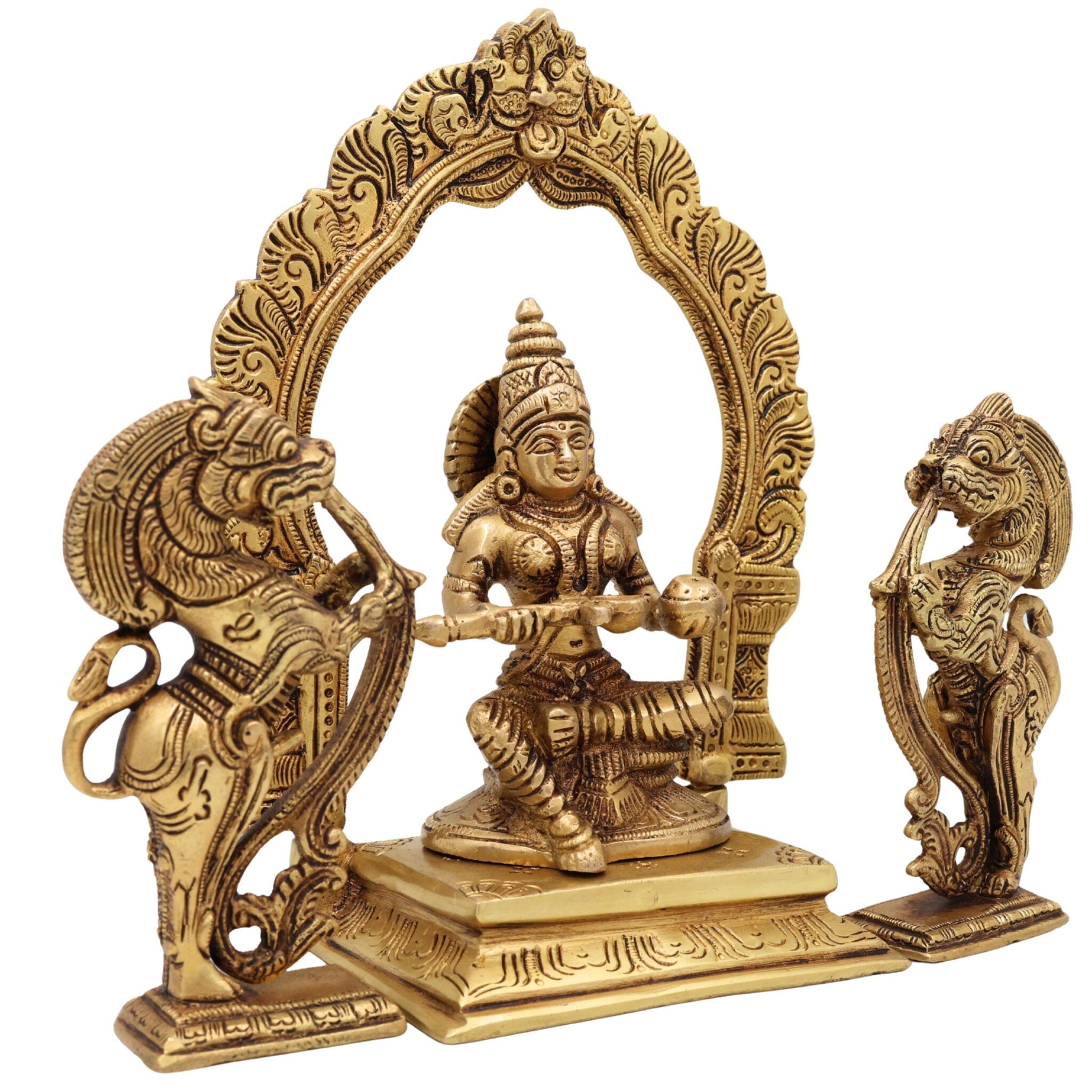 Handcrafted Brass Annapurna Devi Idol, Annapurneshwari Anna Lakshmi Mata Murti, Kashi Annapoorna Amman Sculpture for Pooja, Home & Temple Decor,Gold, 7 Inch, 1 Piece