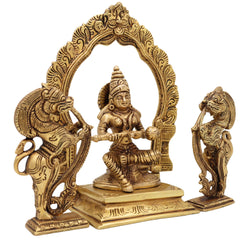 Handcrafted Brass Annapurna Devi Idol, Annapurneshwari Anna Lakshmi Mata Murti, Kashi Annapoorna Amman Sculpture for Pooja, Home & Temple Decor,Gold, 7 Inch, 1 Piece