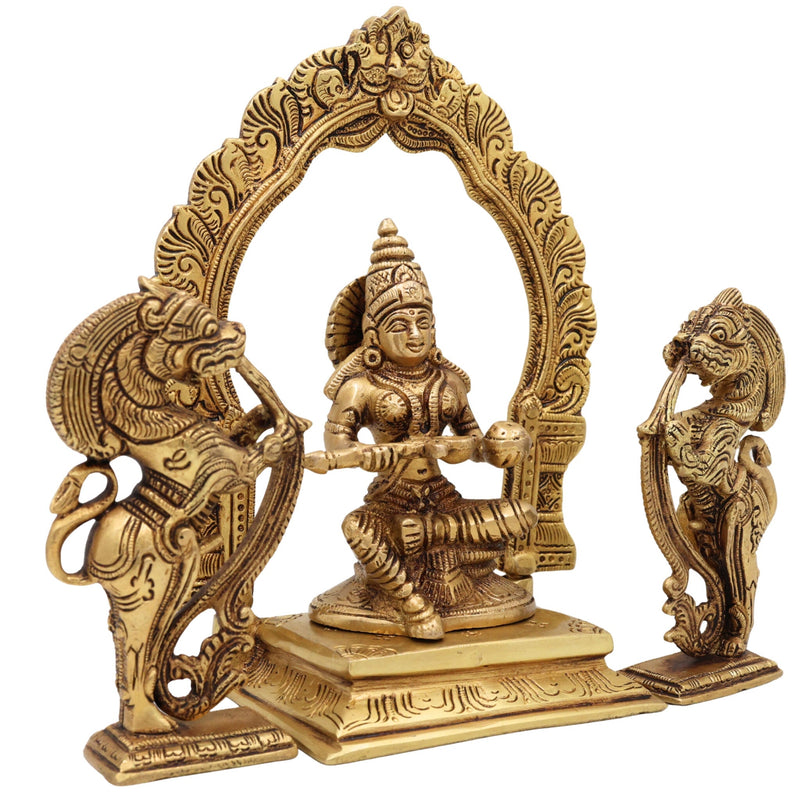 Handcrafted Brass Annapurna Devi Idol, Annapurneshwari Anna Lakshmi Mata Murti, Kashi Annapoorna Amman Sculpture for Pooja, Home & Temple Decor,Gold, 7 Inch, 1 Piece