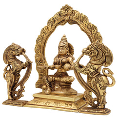 Handcrafted Brass Annapurna Devi Idol, Annapurneshwari Anna Lakshmi Mata Murti, Kashi Annapoorna Amman Sculpture for Pooja, Home & Temple Decor,Gold, 7 Inch, 1 Piece