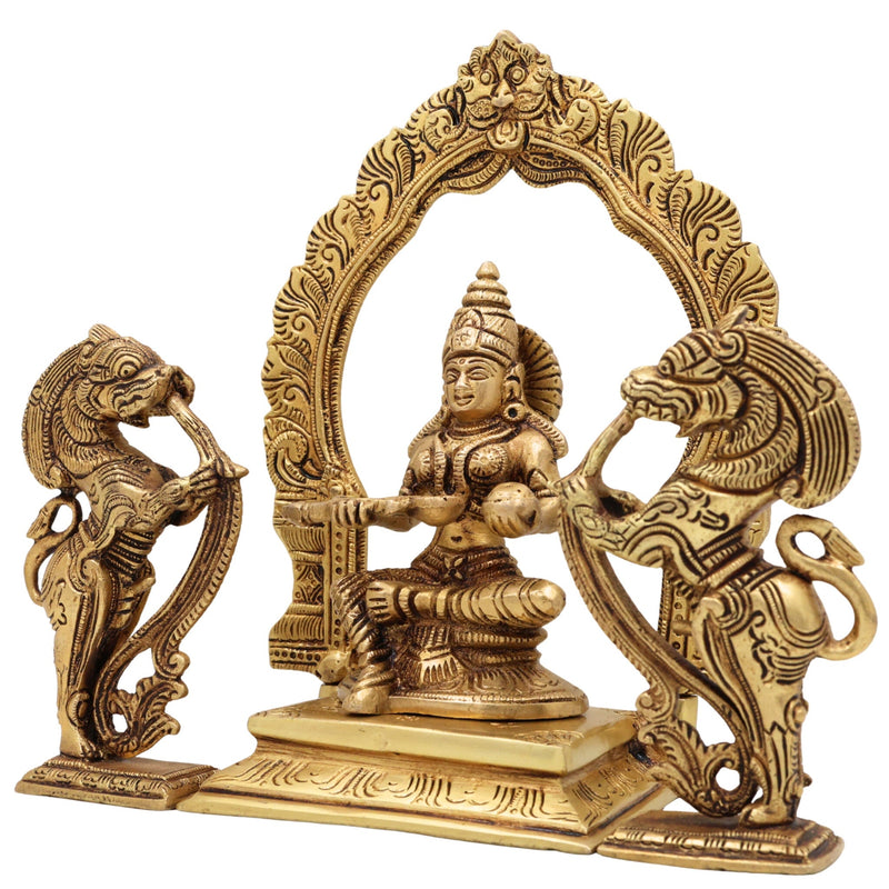 Handcrafted Brass Annapurna Devi Idol, Annapurneshwari Anna Lakshmi Mata Murti, Kashi Annapoorna Amman Sculpture for Pooja, Home & Temple Decor,Gold, 7 Inch, 1 Piece