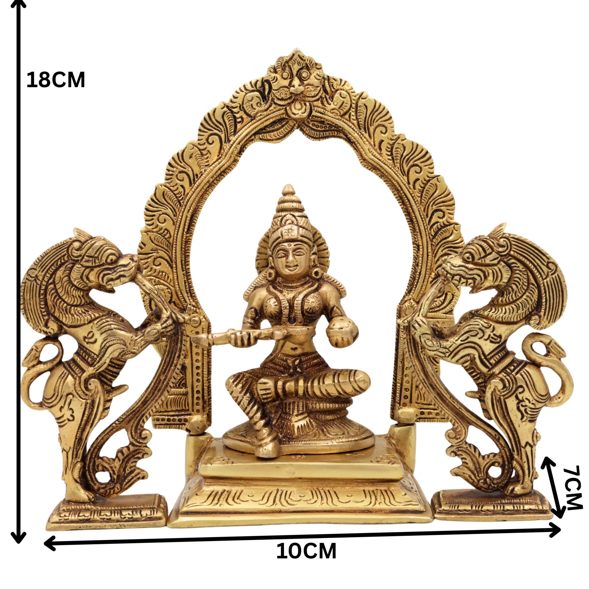 Handcrafted Brass Annapurna Devi Idol, Annapurneshwari Anna Lakshmi Mata Murti, Kashi Annapoorna Amman Sculpture for Pooja, Home & Temple Decor,Gold, 7 Inch, 1 Piece
