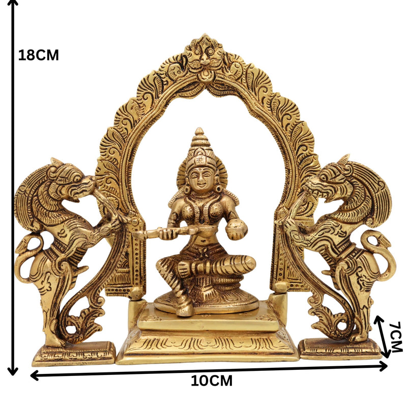Handcrafted Brass Annapurna Devi Idol, Annapurneshwari Anna Lakshmi Mata Murti, Kashi Annapoorna Amman Sculpture for Pooja, Home & Temple Decor,Gold, 7 Inch, 1 Piece