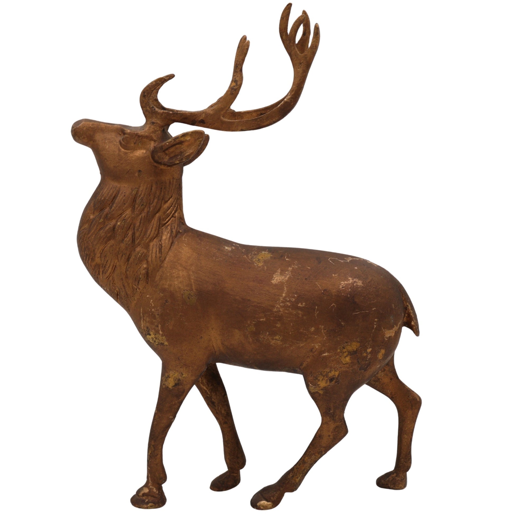 Brass Deer Idol Hiran Mrig Statue | Peetal Pittal Figurine | Antique Decorative Showpiece for Home, Temple & Pooja Room,Brown, 10.5 Inch, 1 Piece